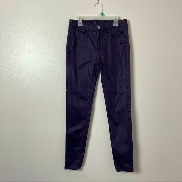 American Eagle High Rise Jegging | Size 2 | Plum | Stretch Glossy Denim - Picture 1 of 11